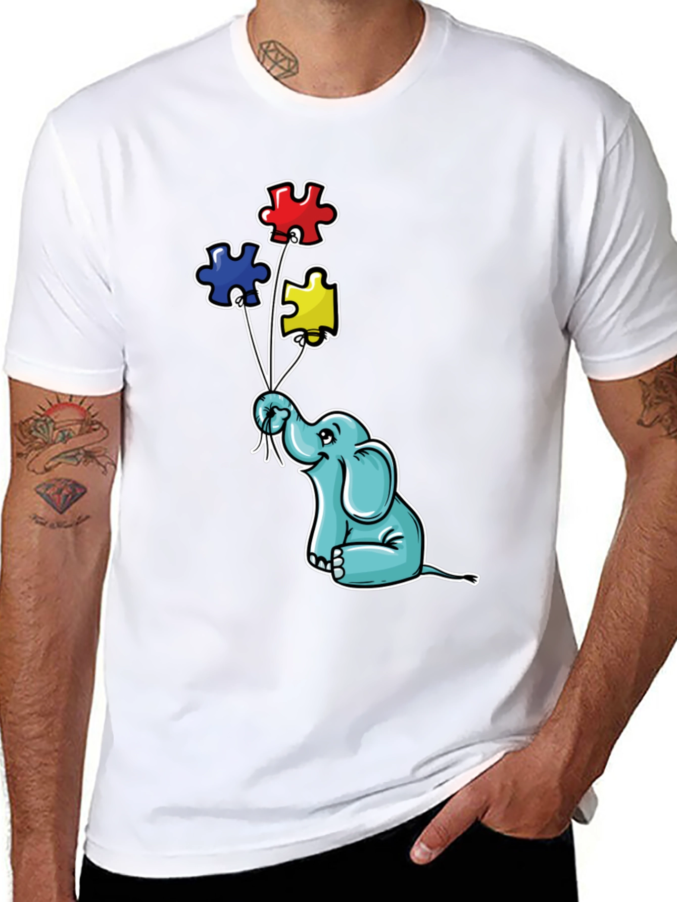 Autism Awareness Elephant Puzzle Piece Balloons T-Shirt