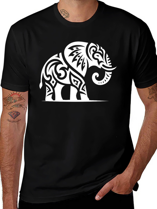 Tribal Elephant Graphic Tee - Black
