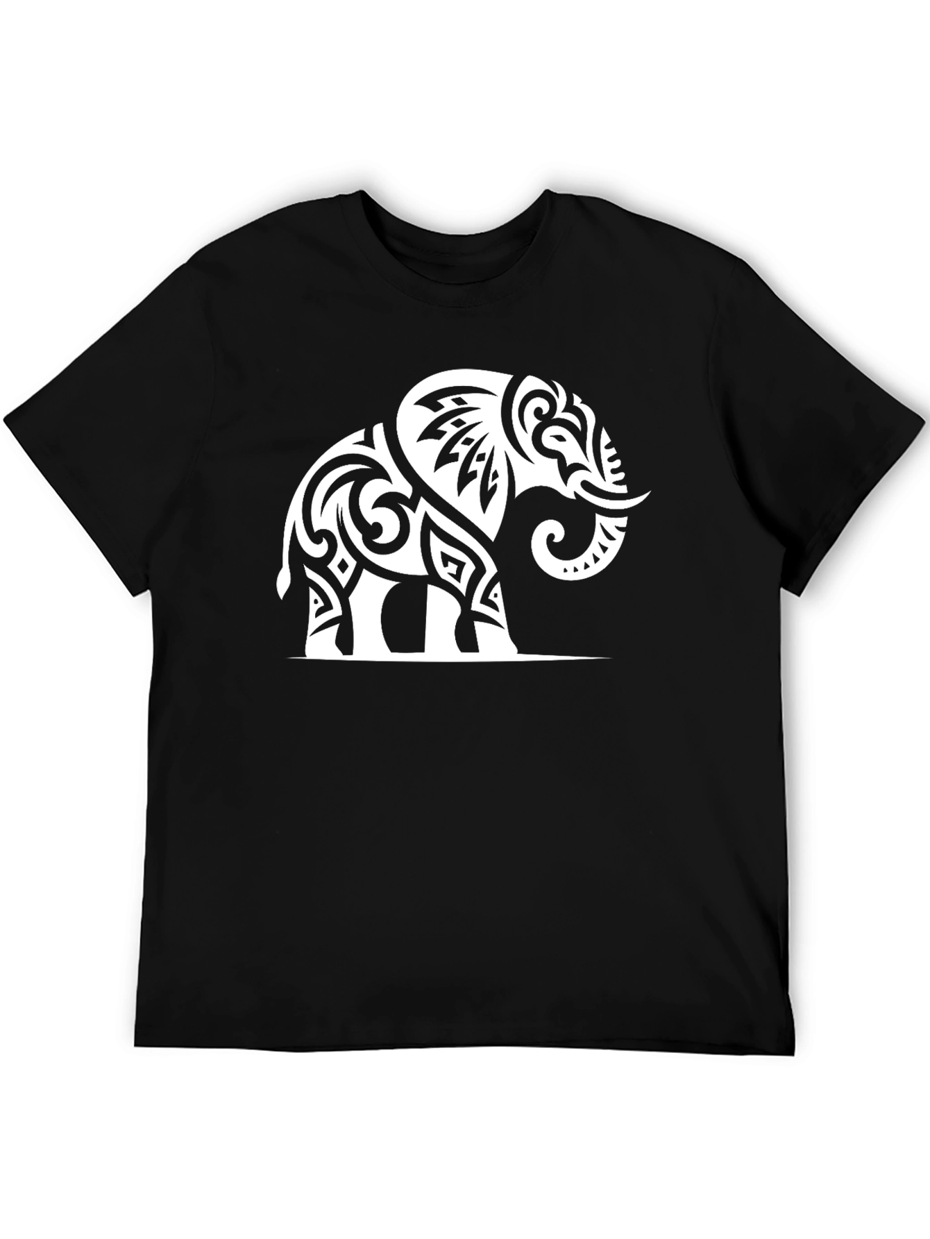 Tribal Elephant Graphic Tee - Black