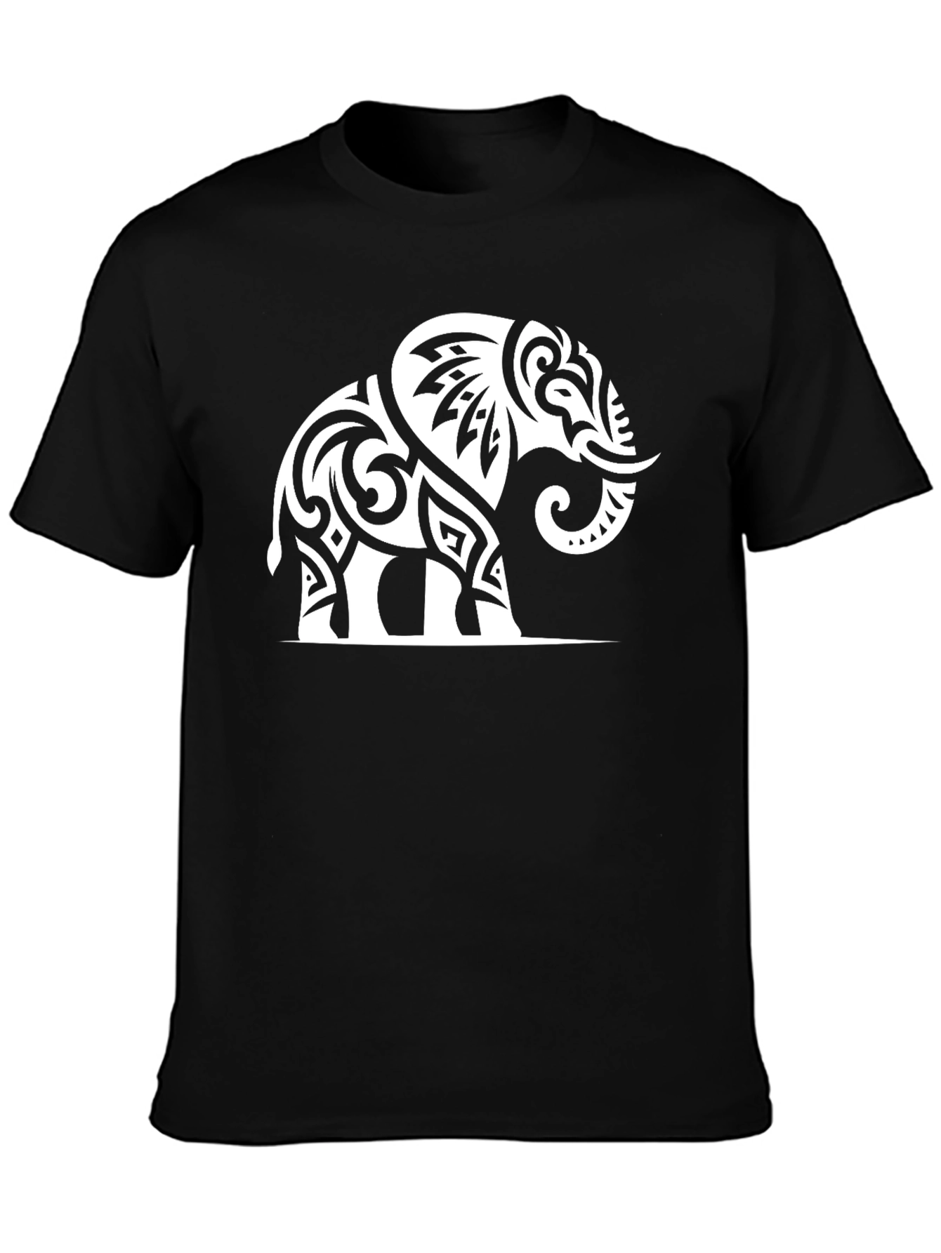 Tribal Elephant Graphic Tee - Black