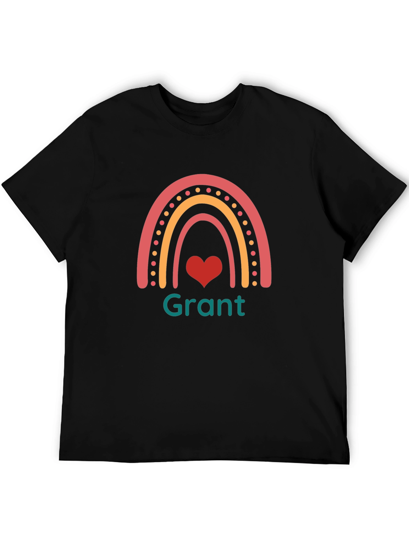 Rainbow Heart Personalized T-Shirt - Grant