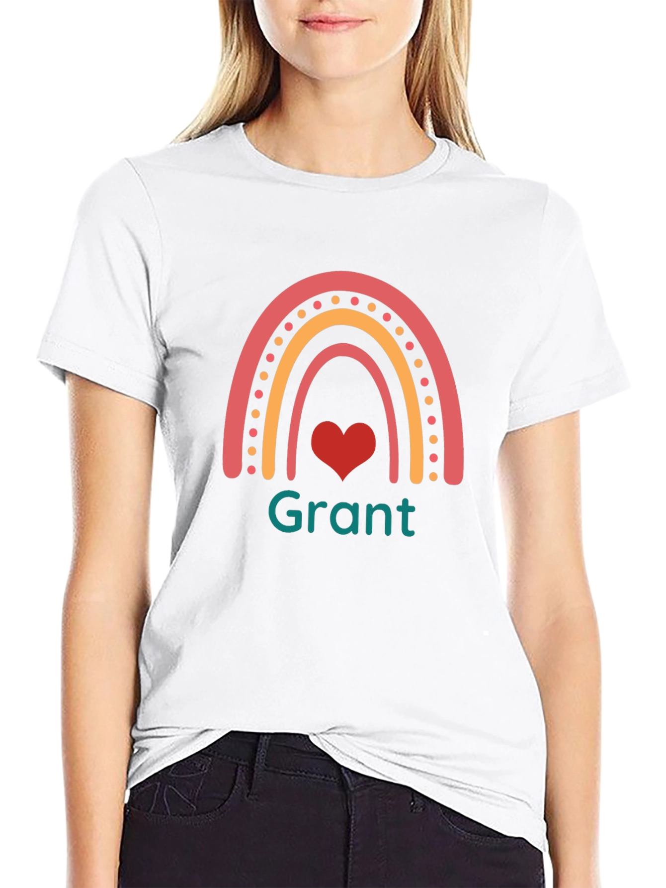 Rainbow Heart Personalized T-Shirt - Grant