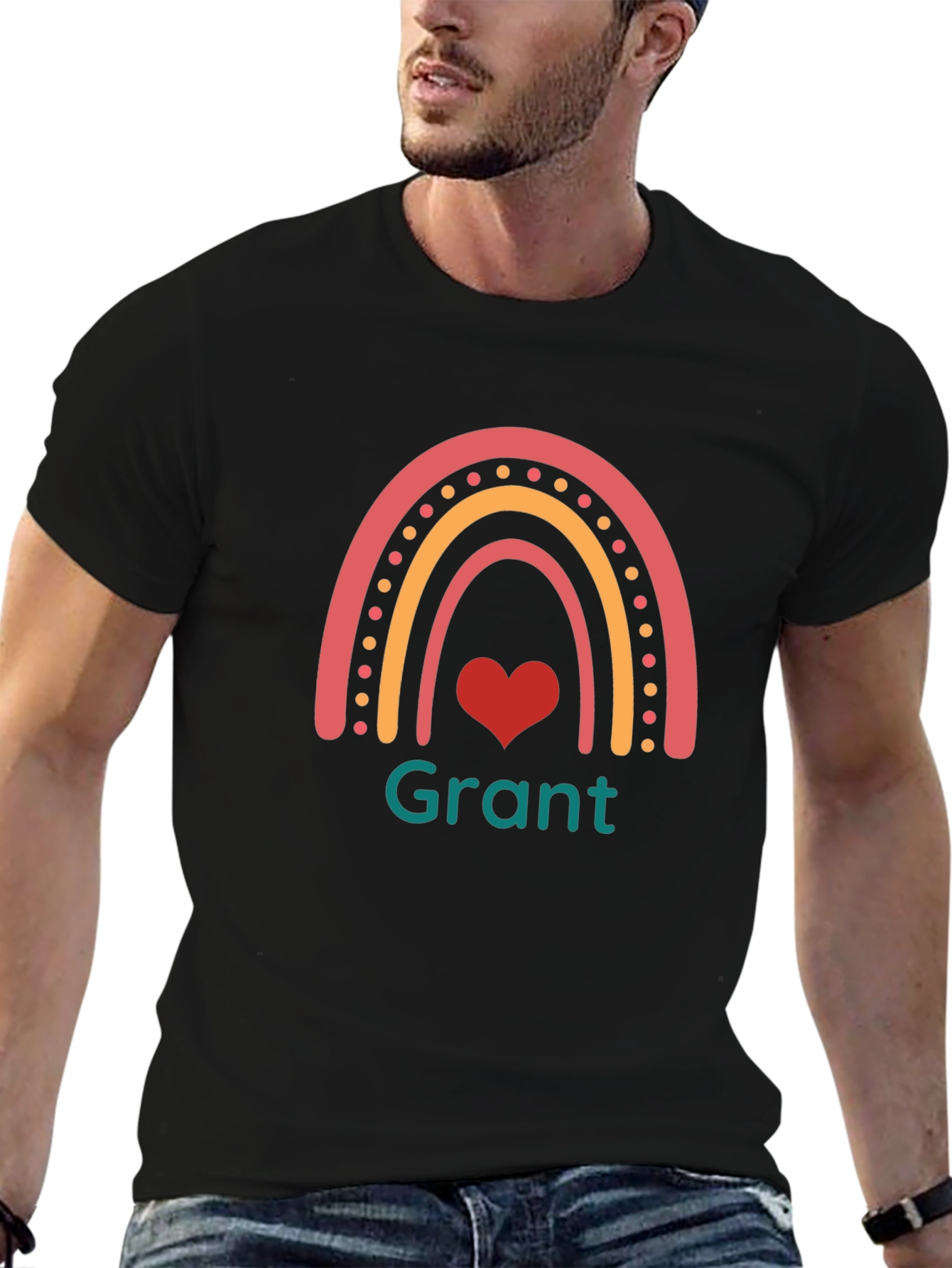 Rainbow Heart Personalized T-Shirt - Grant
