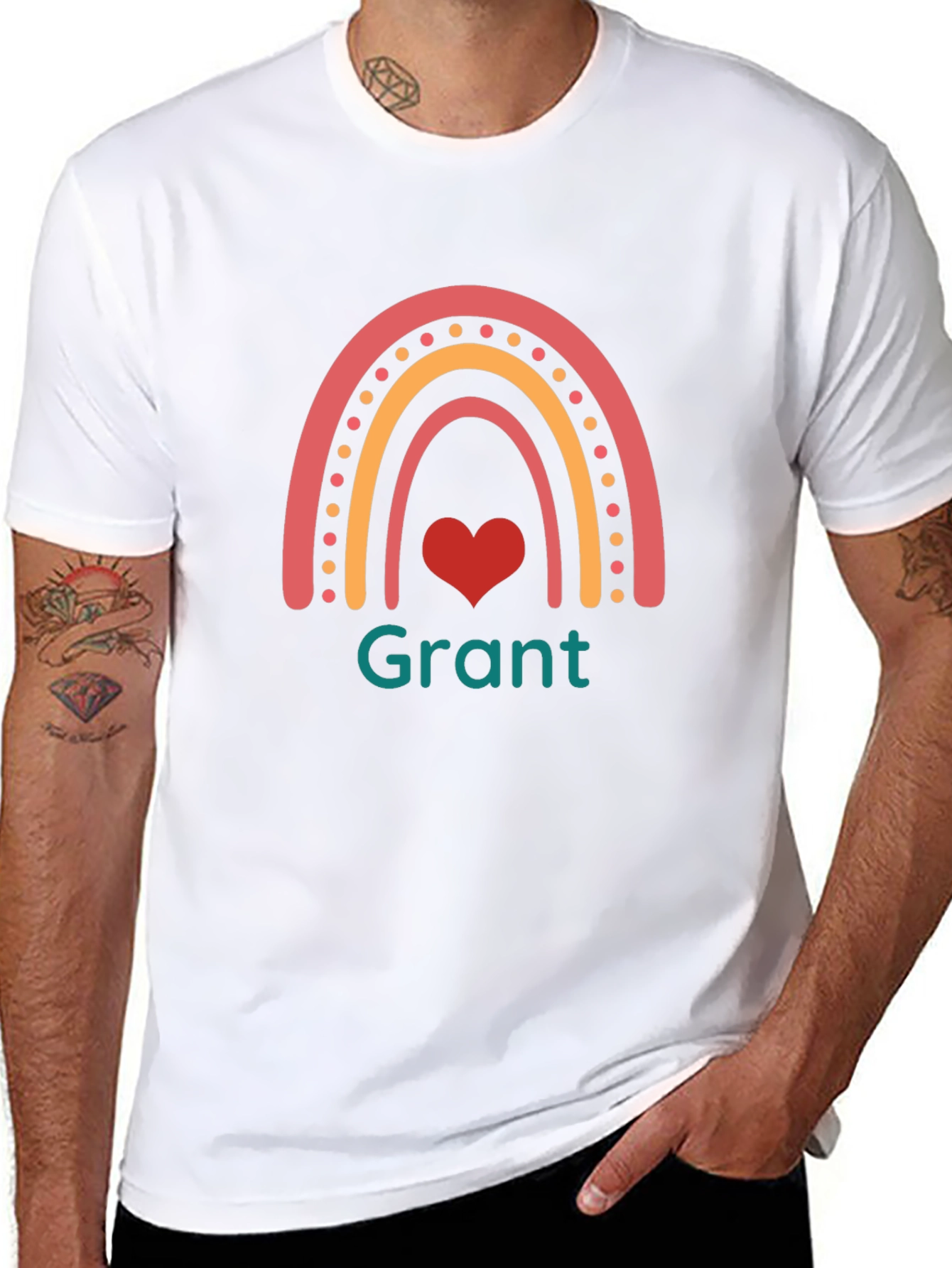 Rainbow Heart Personalized T-Shirt - Grant