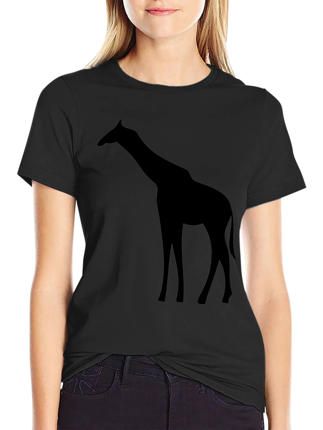 Giraffe Silhouette T-Shirt - Black Graphic Tee