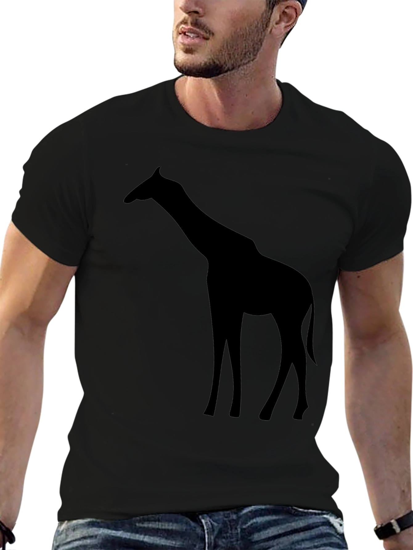 Giraffe Silhouette T-Shirt - Black Graphic Tee