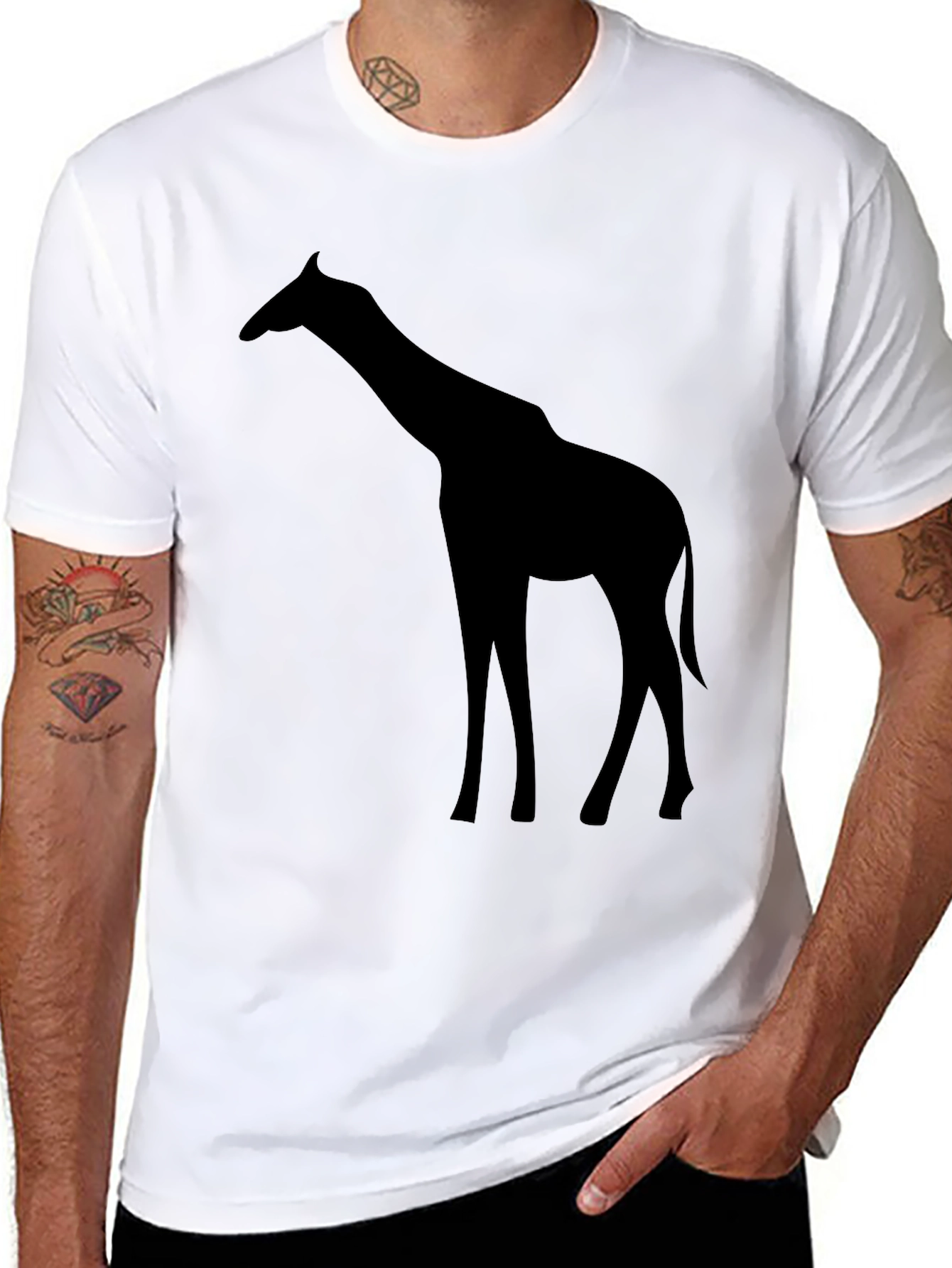 Giraffe Silhouette T-Shirt - Black Graphic Tee