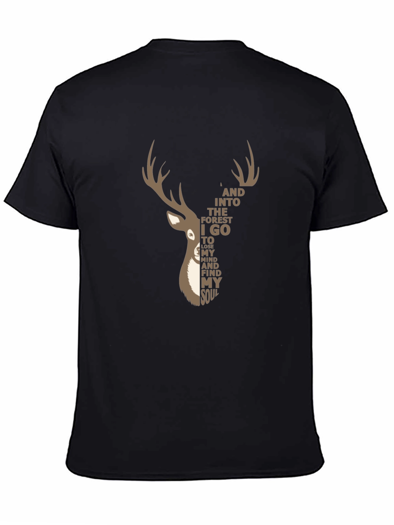 Deer Forest Soul Graphic Tee - Black