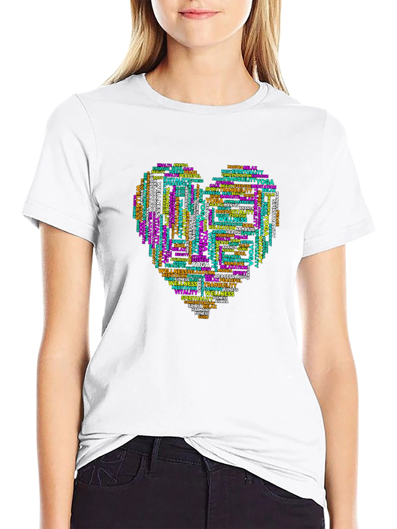Yoga Word Art Heart T-Shirt
