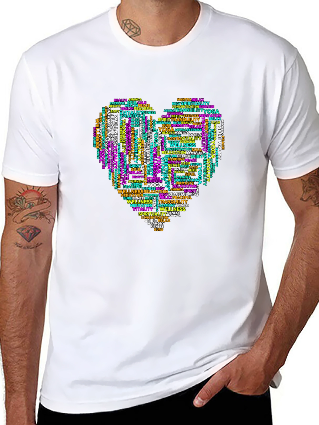 Yoga Word Art Heart T-Shirt