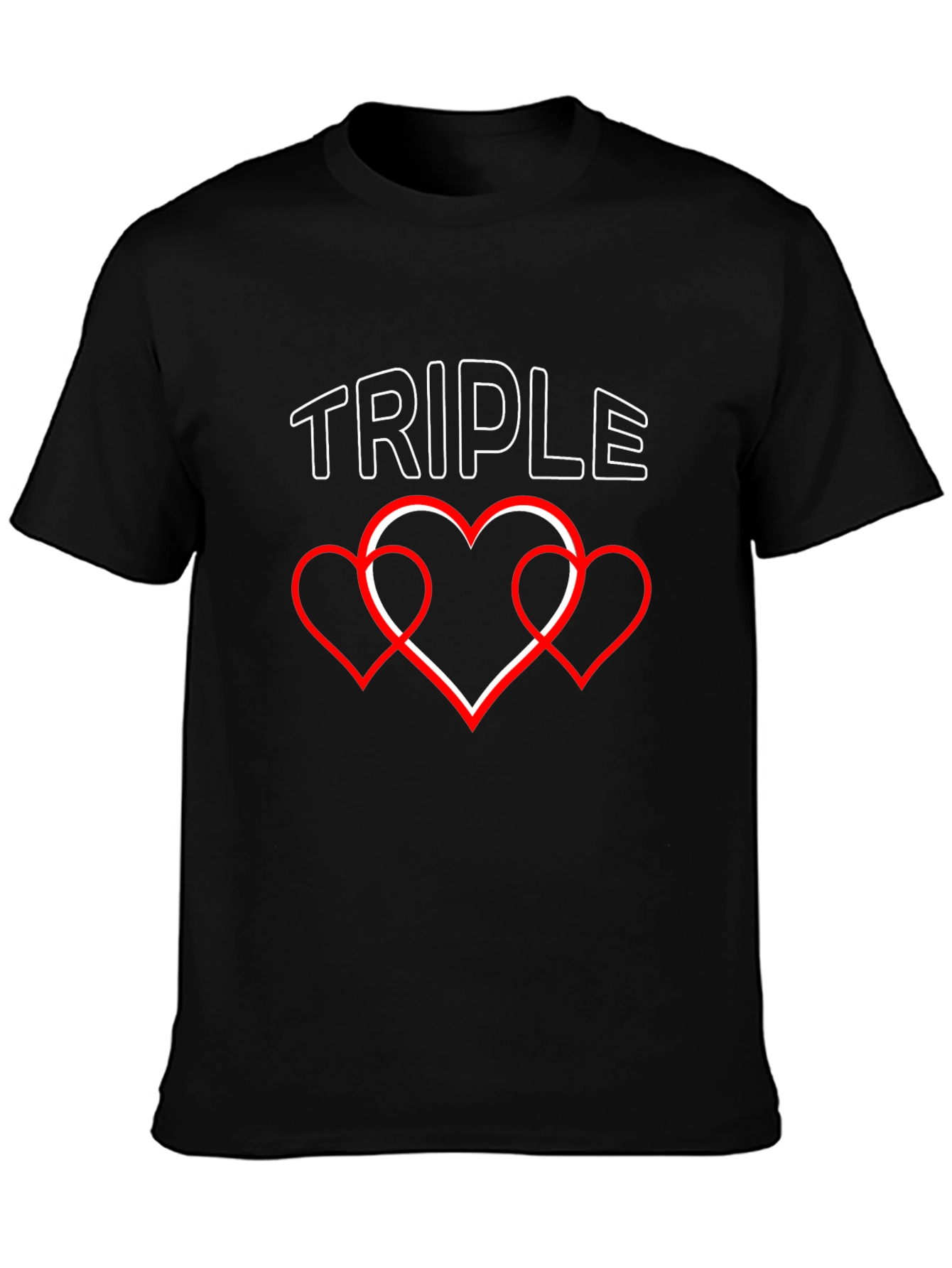 Triple Heart Graphic Tee - Black