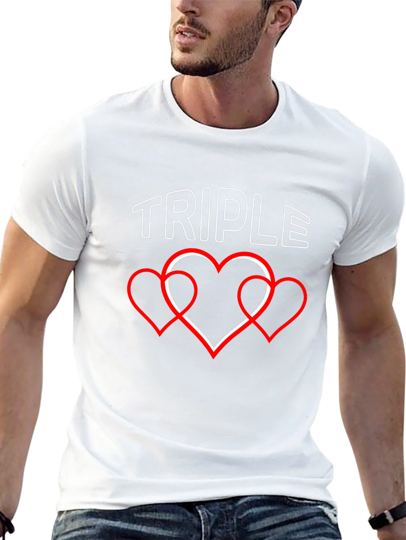 Triple Heart Graphic Tee - Black