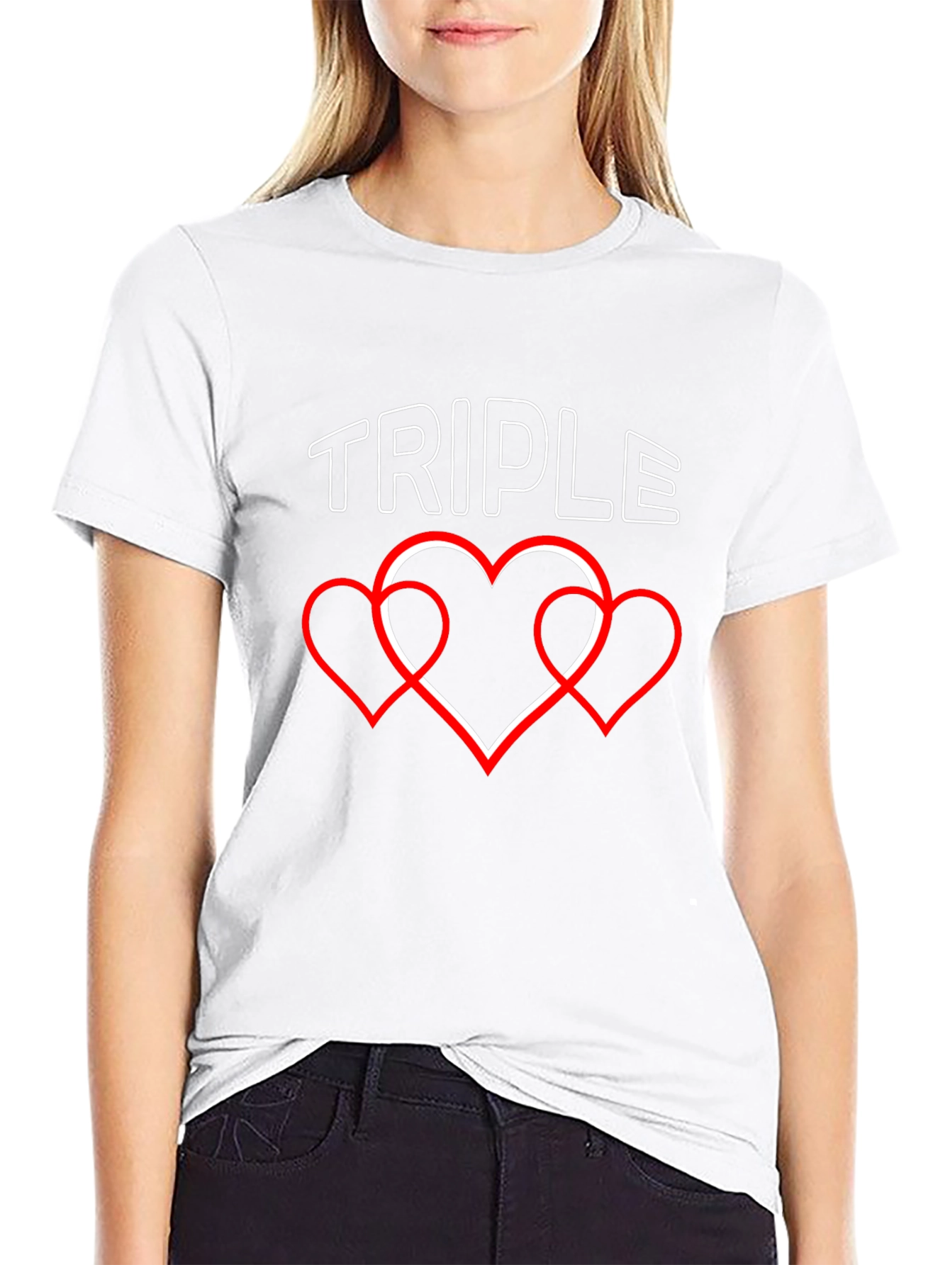 Triple Heart Graphic Tee - Black