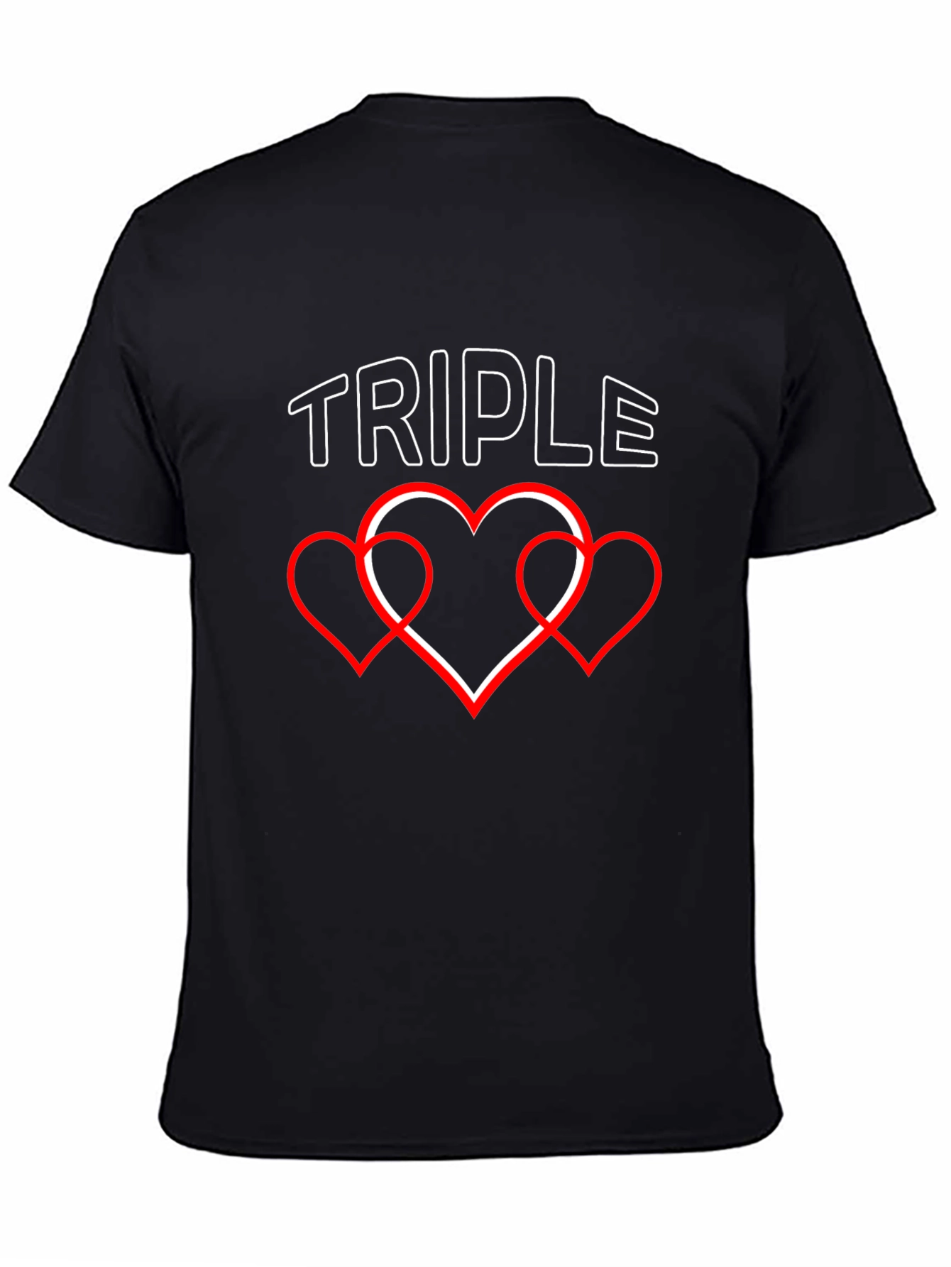 Triple Heart Graphic Tee - Black