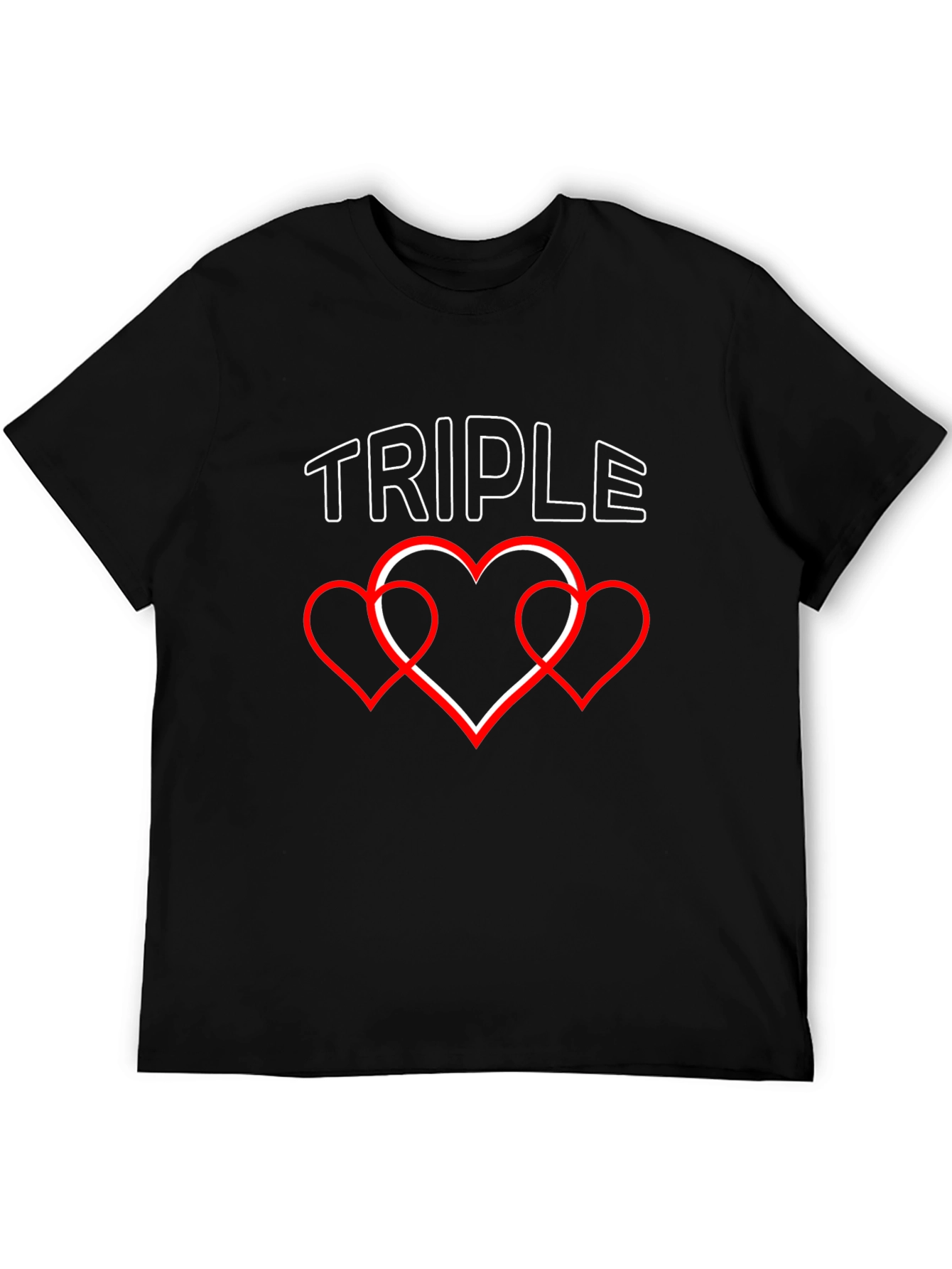 Triple Heart Graphic Tee - Black
