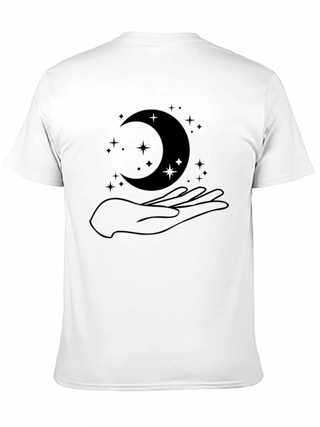 Mystic Moon & Hand Graphic Black T-Shirt