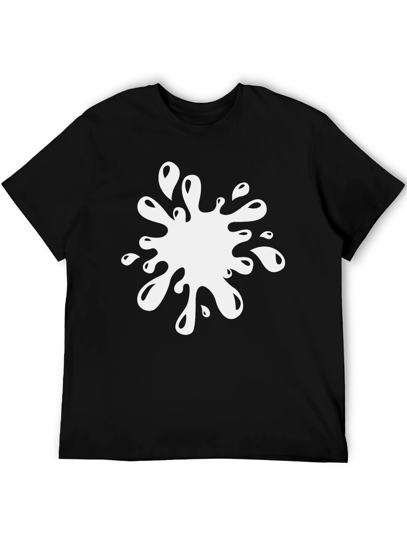 Black T-Shirt with White Splatter Graphic Print