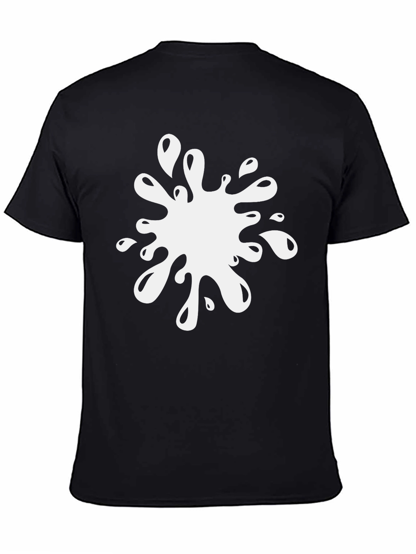 Black T-Shirt with White Splatter Graphic Print
