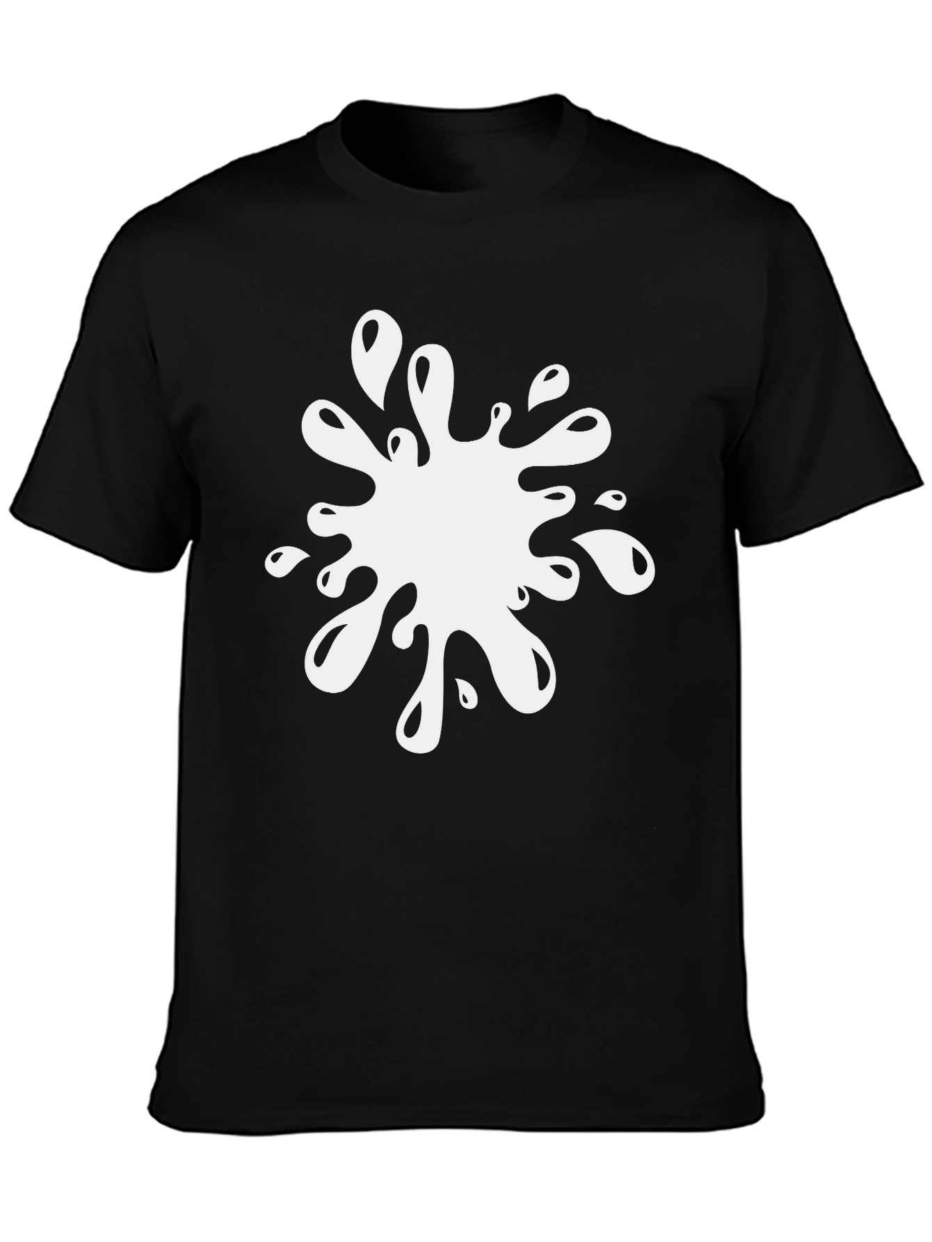 Black T-Shirt with White Splatter Graphic Print