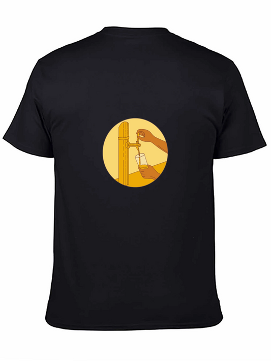 Black T-Shirt with Beer Tap Graphic