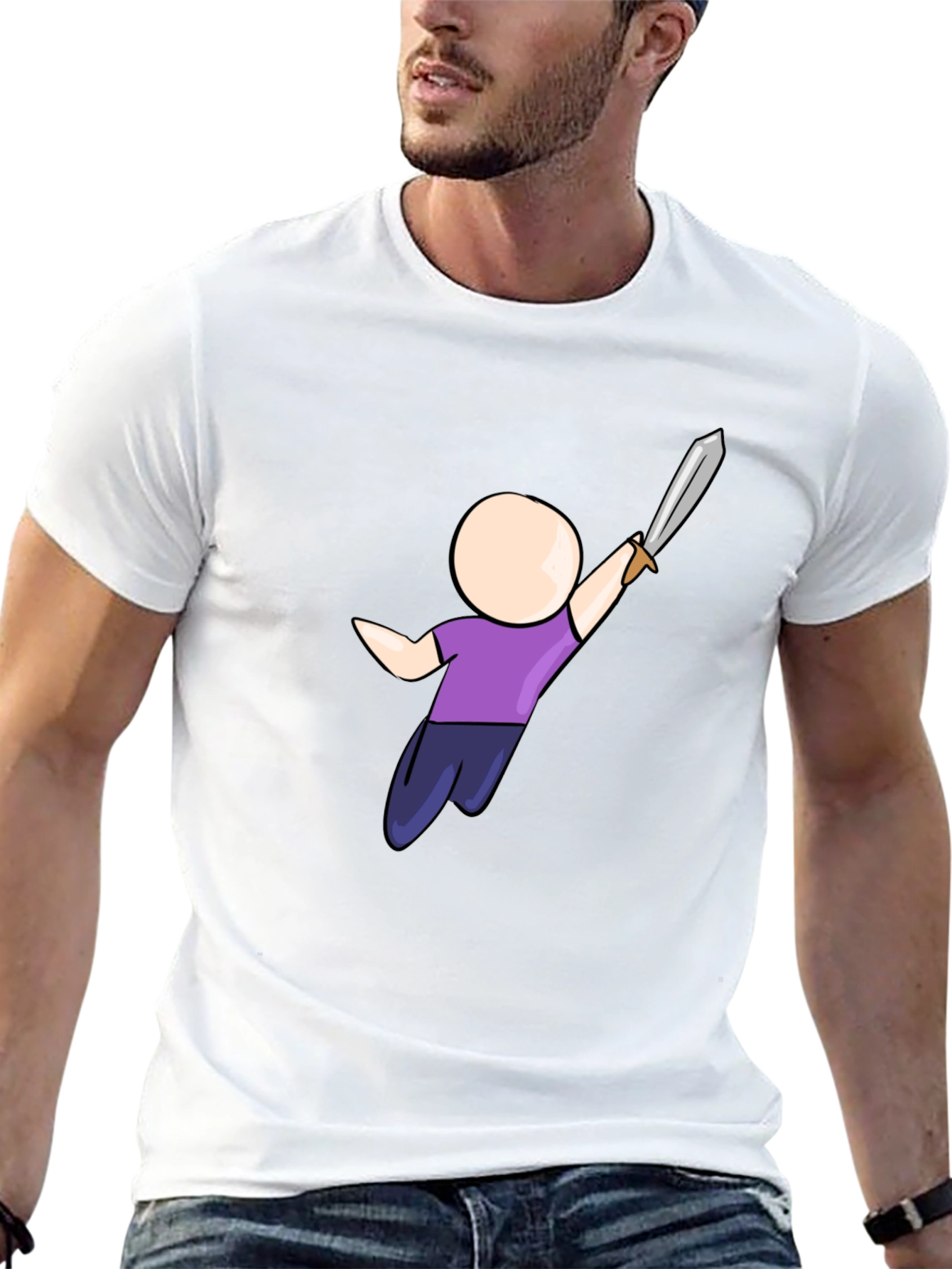 Cartoon Warrior Black T-Shirt