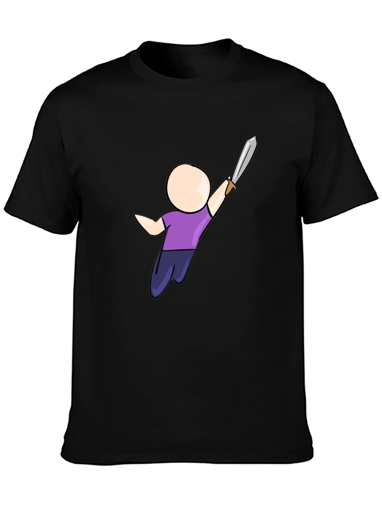 Cartoon Warrior Black T-Shirt