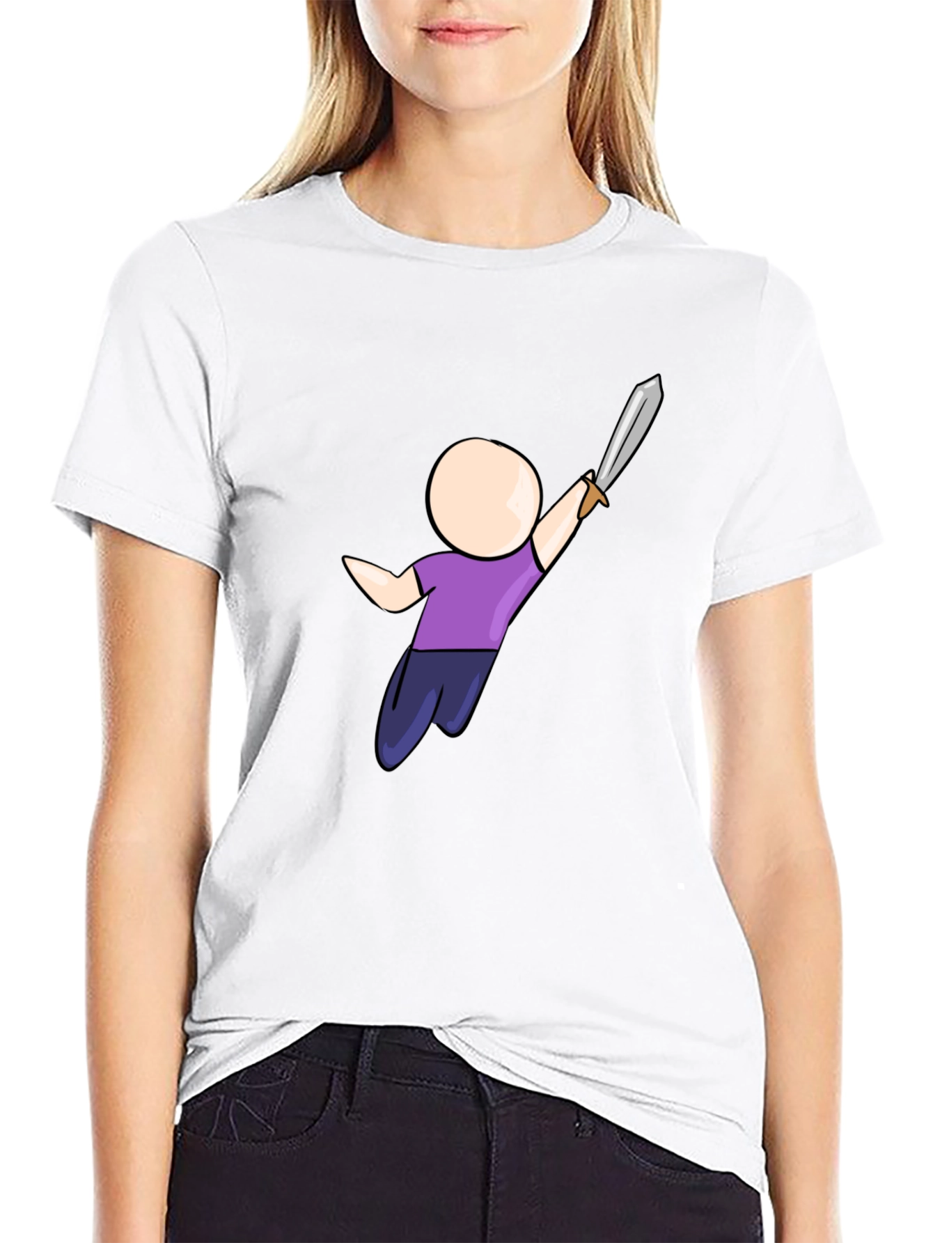 Cartoon Warrior Black T-Shirt