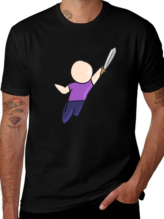 Cartoon Warrior Black T-Shirt