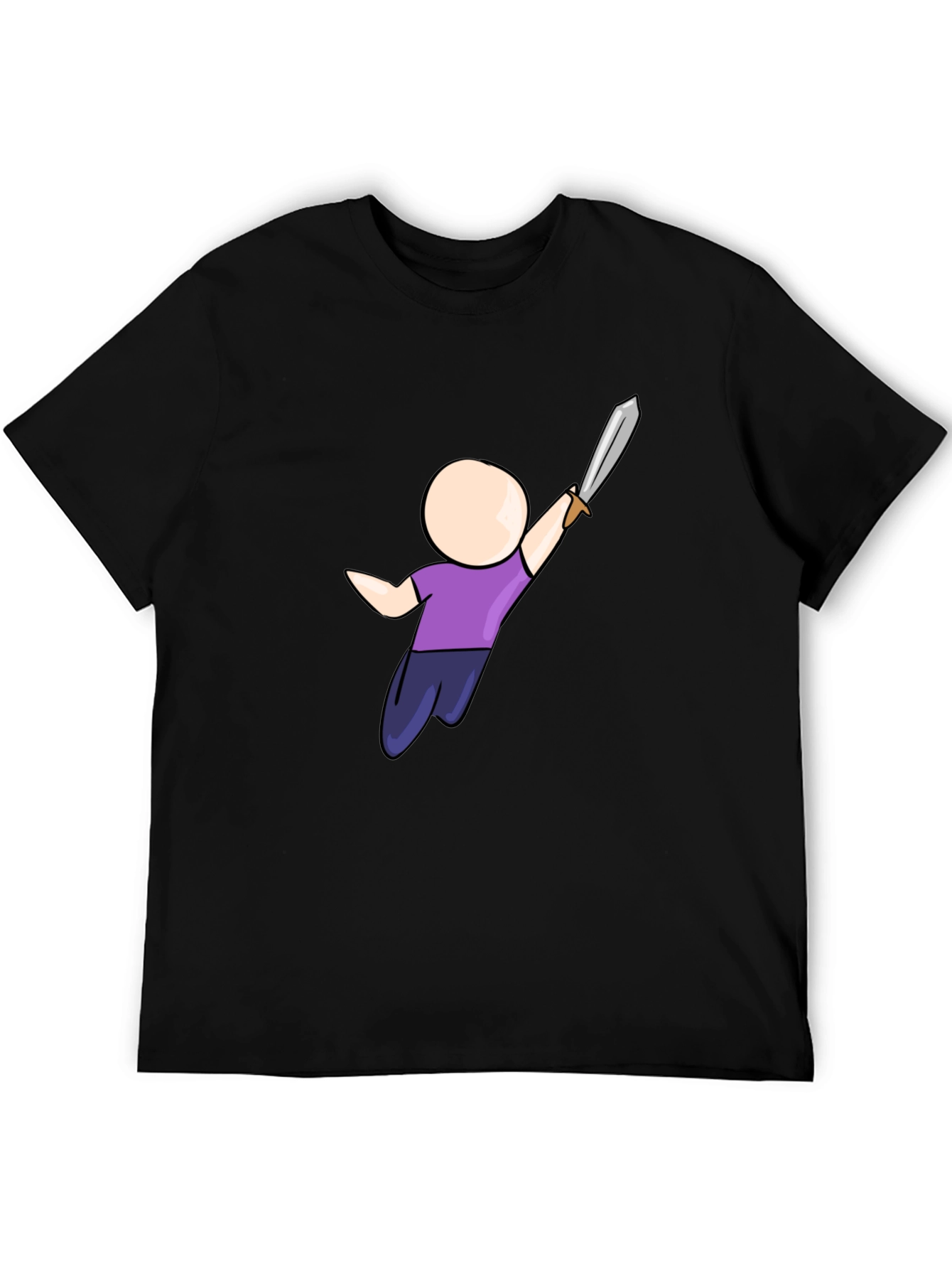 Cartoon Warrior Black T-Shirt
