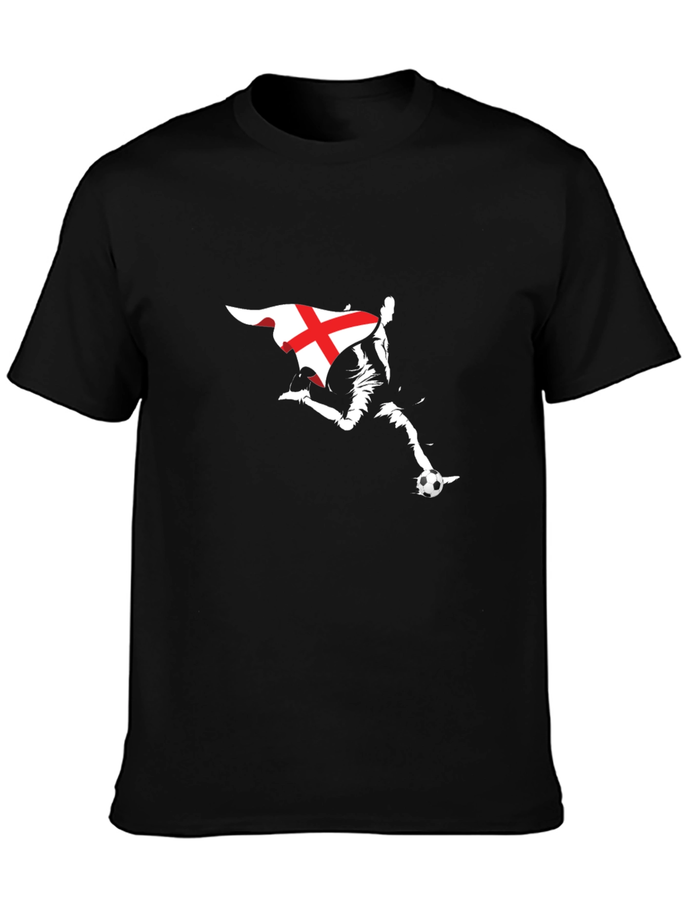 England Flag Soccer T-Shirt - Black