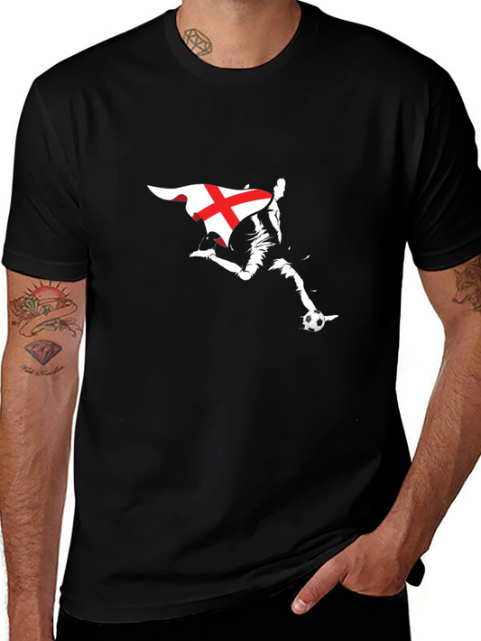 England Flag Soccer T-Shirt - Black