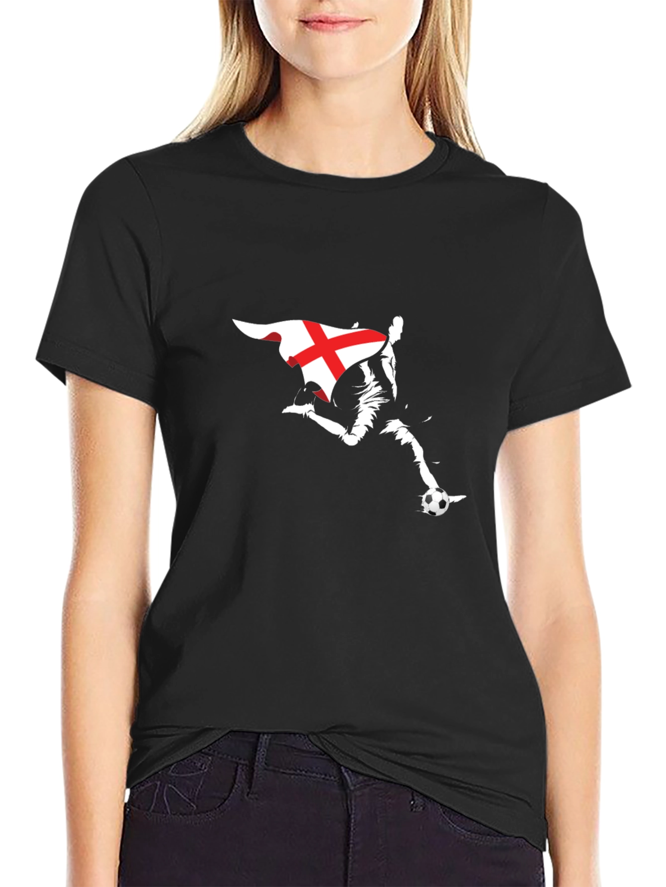 England Flag Soccer T-Shirt - Black