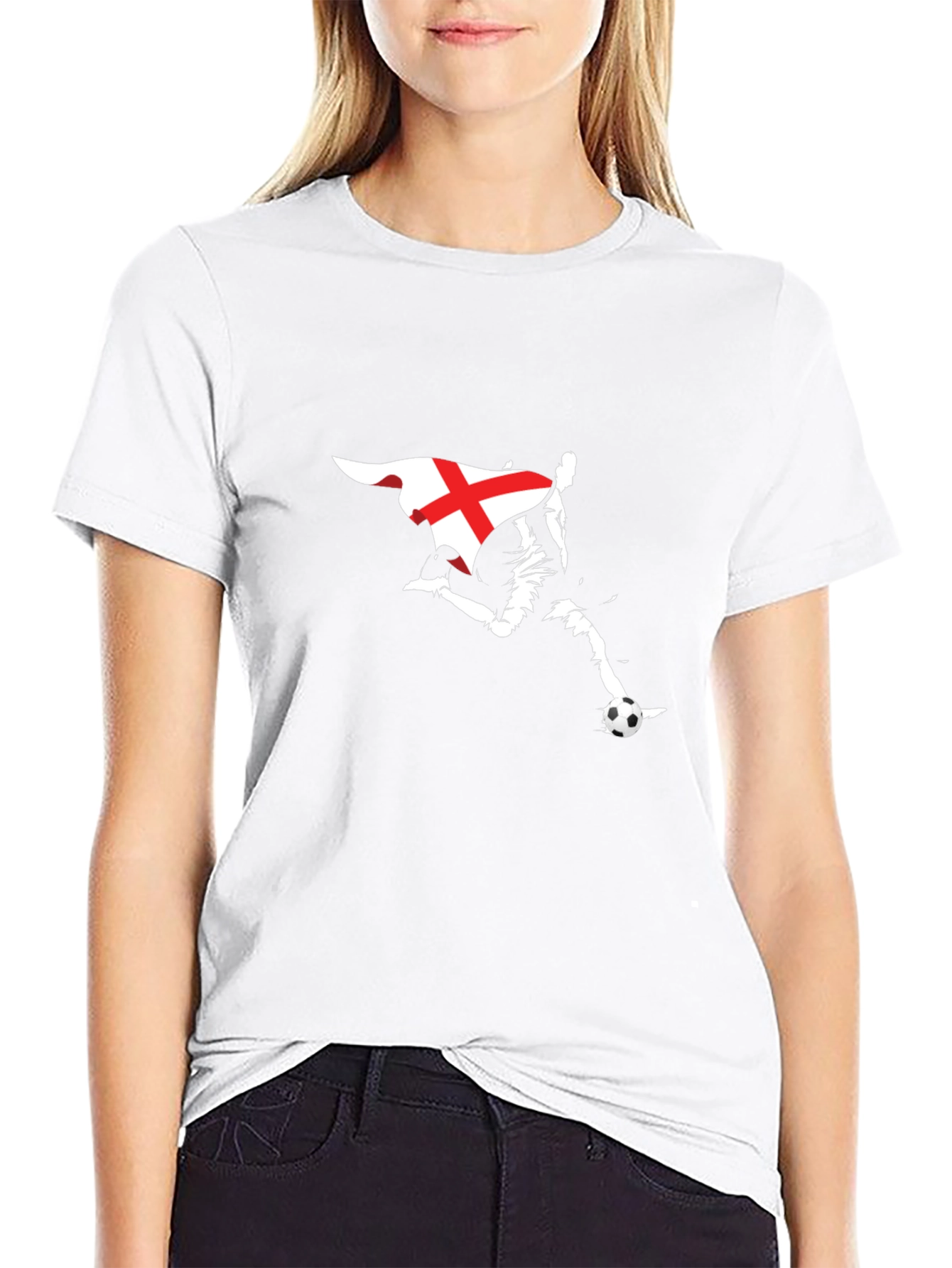 England Flag Soccer T-Shirt - Black