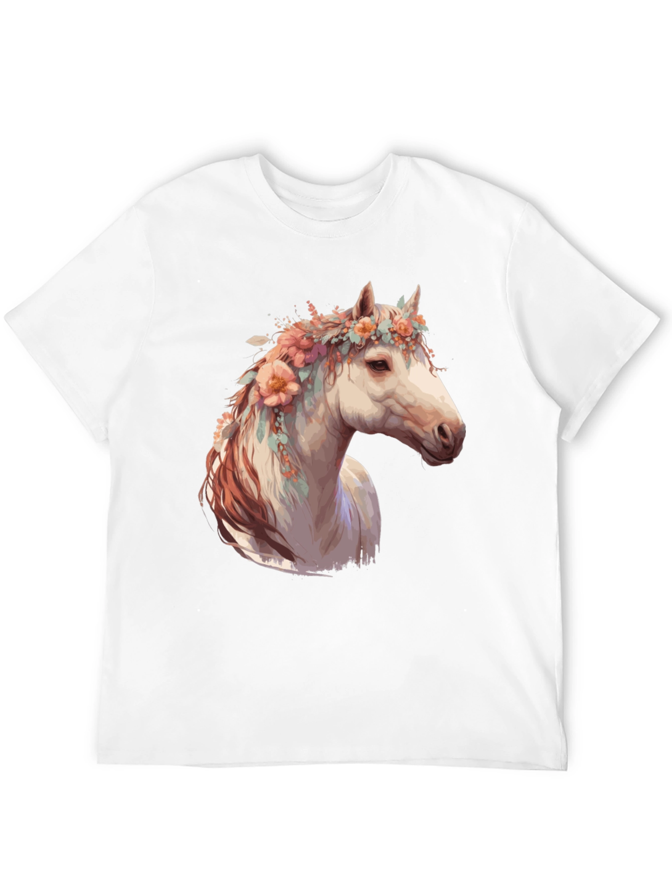 Floral Horse Head Black Graphic Tee
