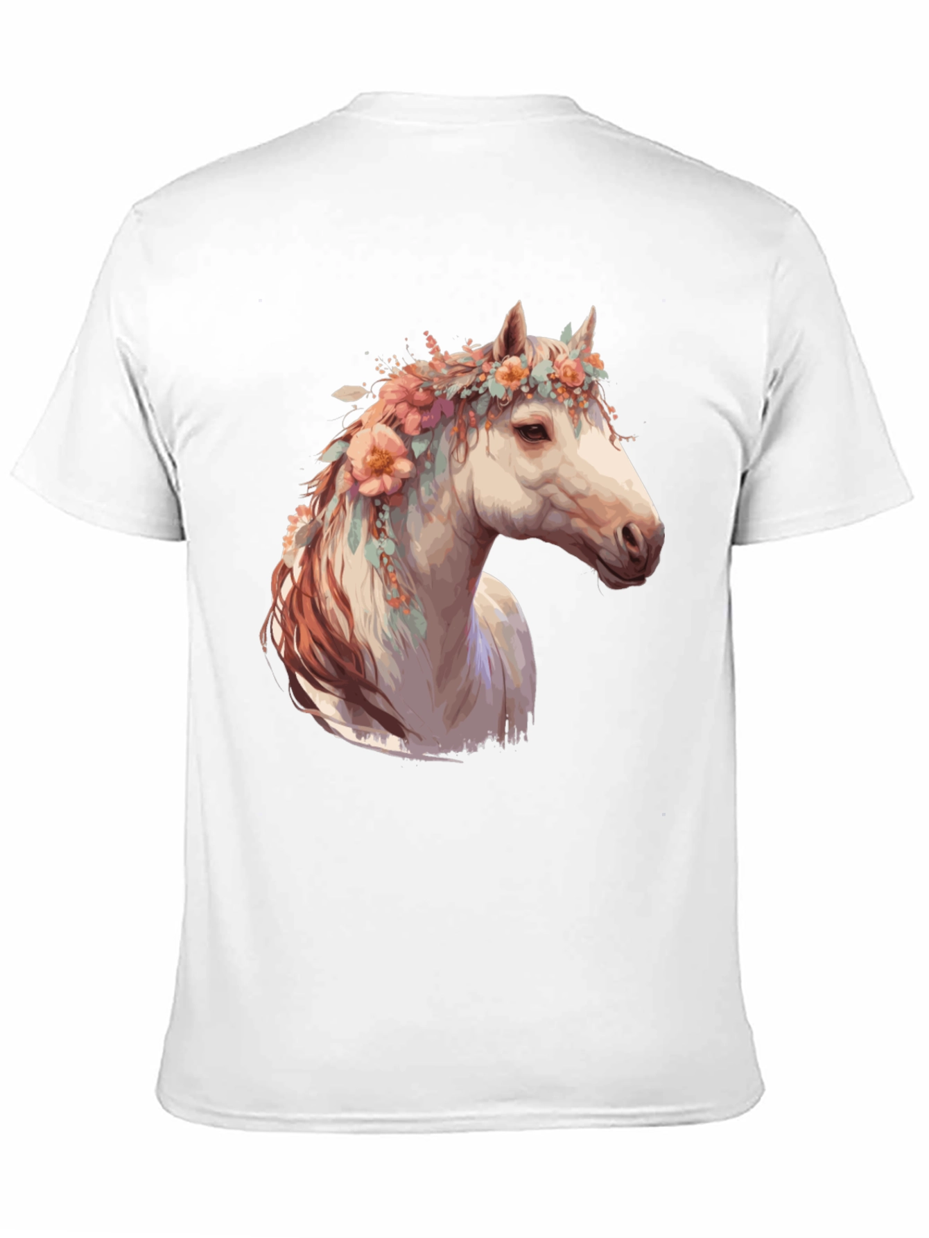 Floral Horse Head Black Graphic Tee