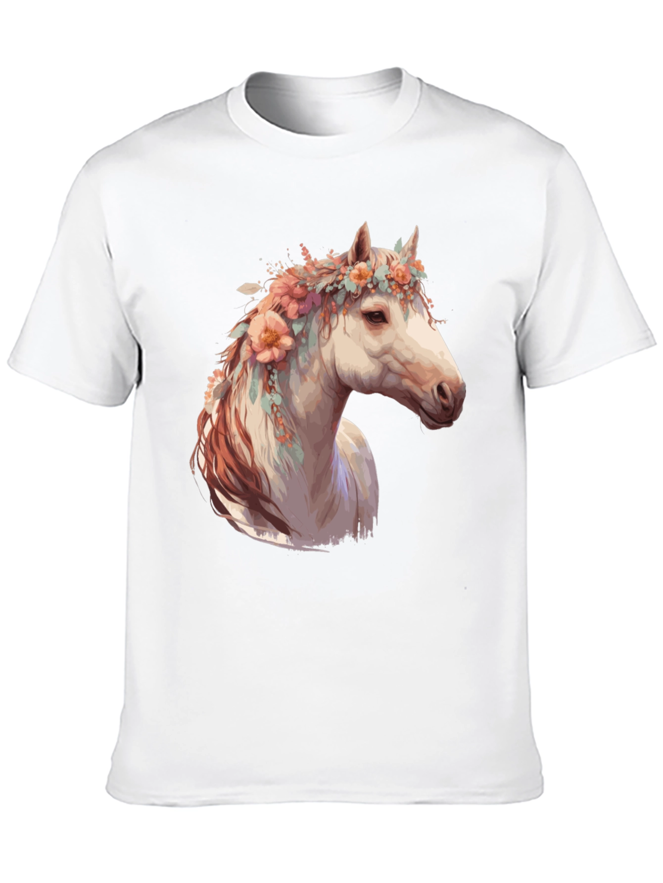 Floral Horse Head Black Graphic Tee