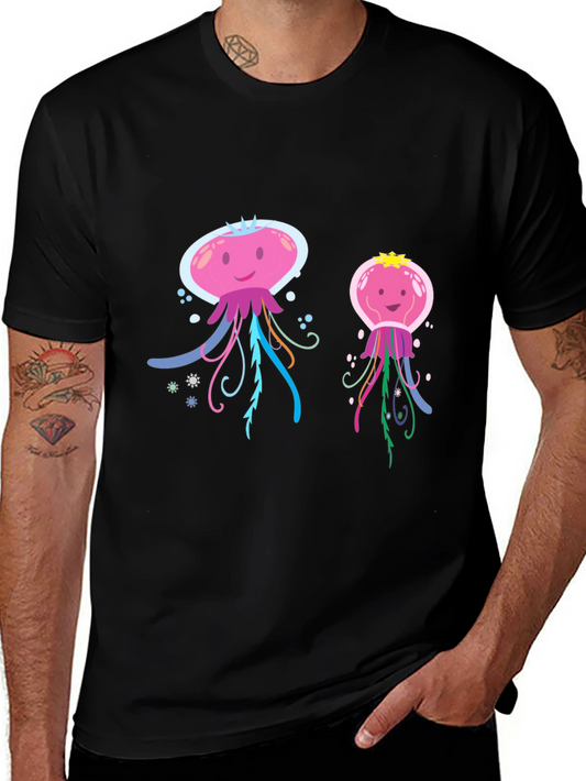 Cute Jellyfish Graphic T-Shirt - Black Cotton Tee