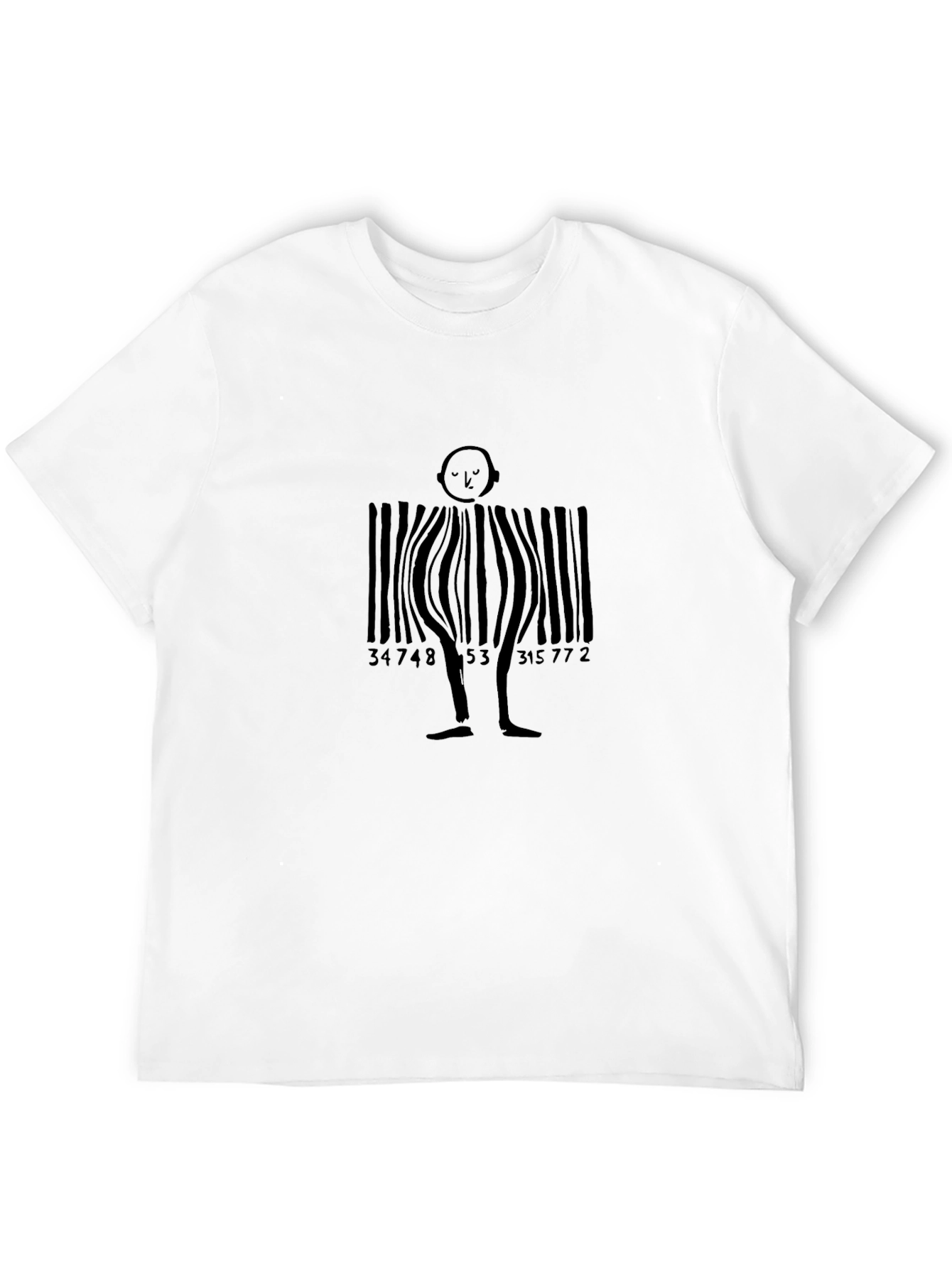 Barcode Man Graphic Tee - Unique Black T-Shirt