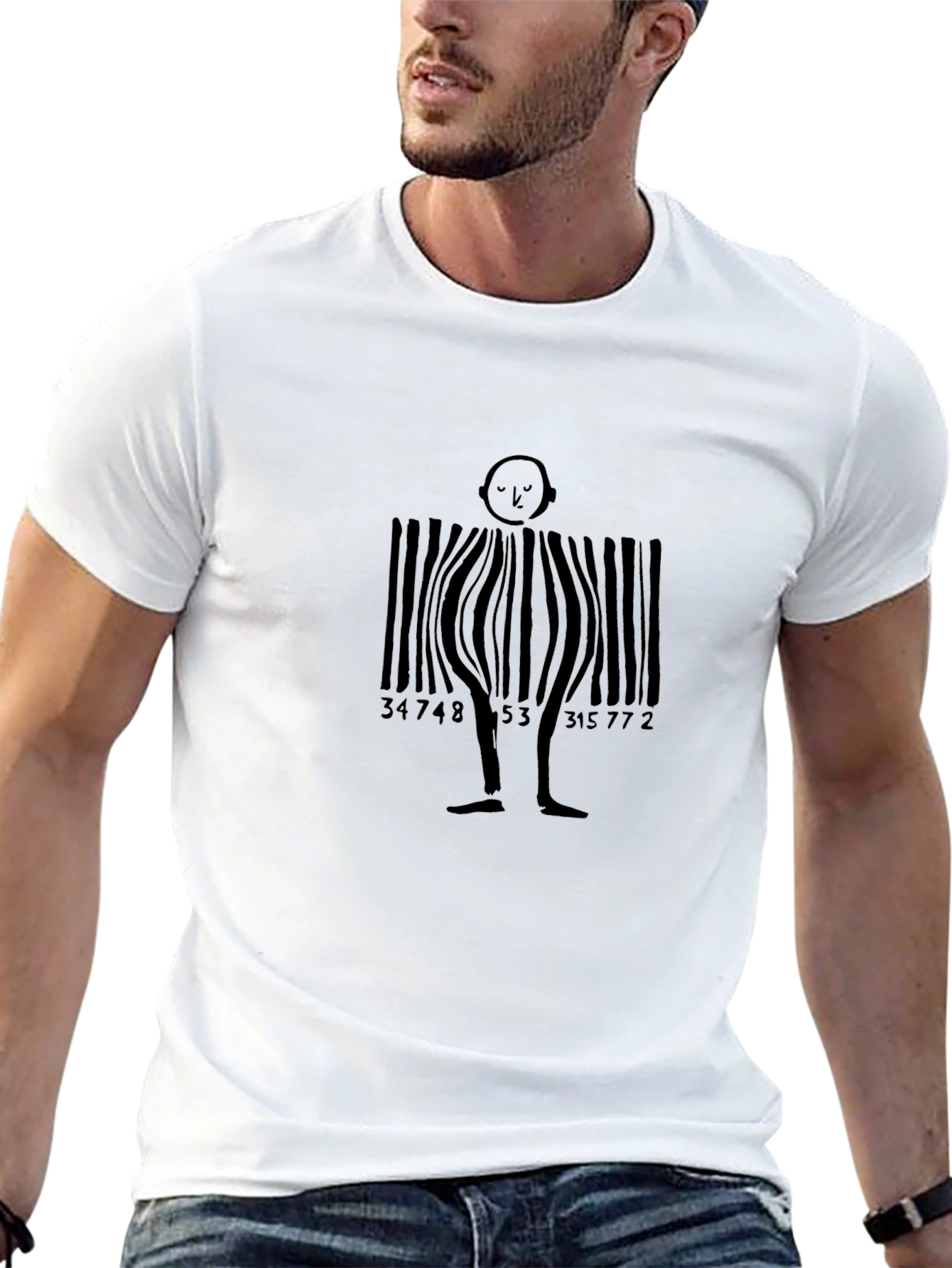 Barcode Man Graphic Tee - Unique Black T-Shirt