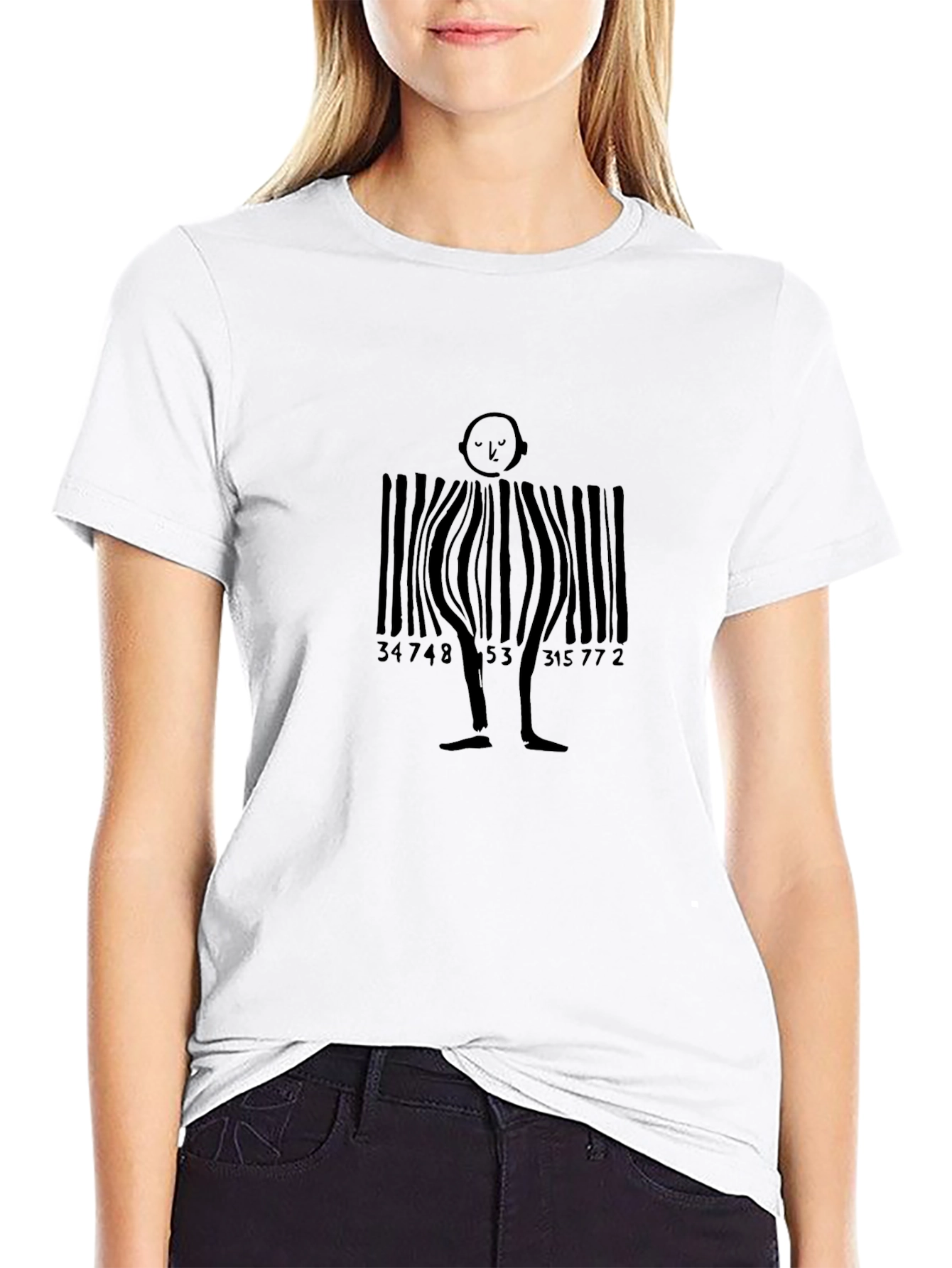 Barcode Man Graphic Tee - Unique Black T-Shirt