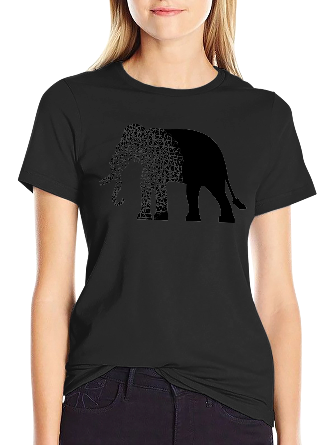 Elephant Print Mens T-Shirt - Stylish Black Tee