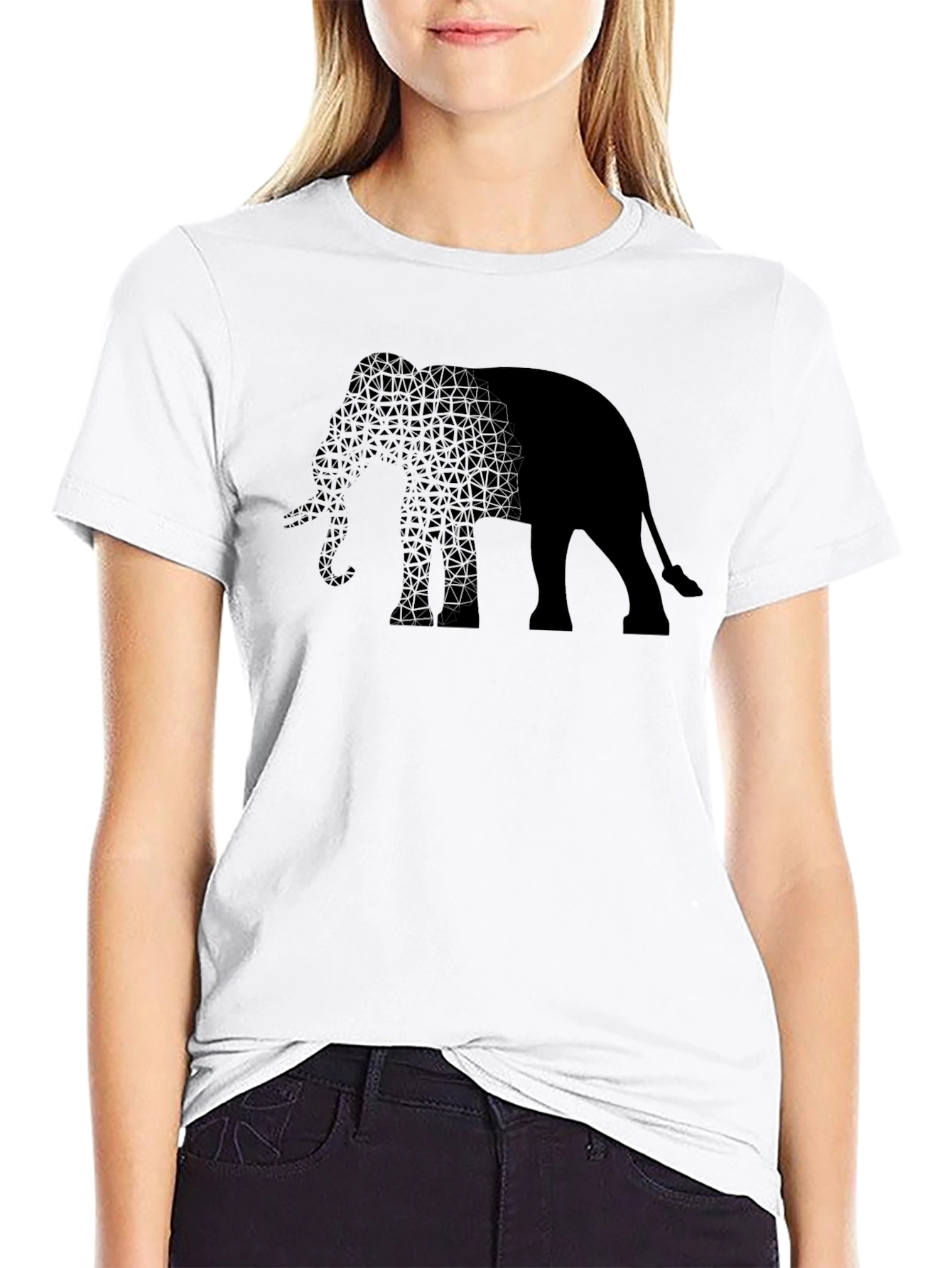 Elephant Print Mens T-Shirt - Stylish Black Tee