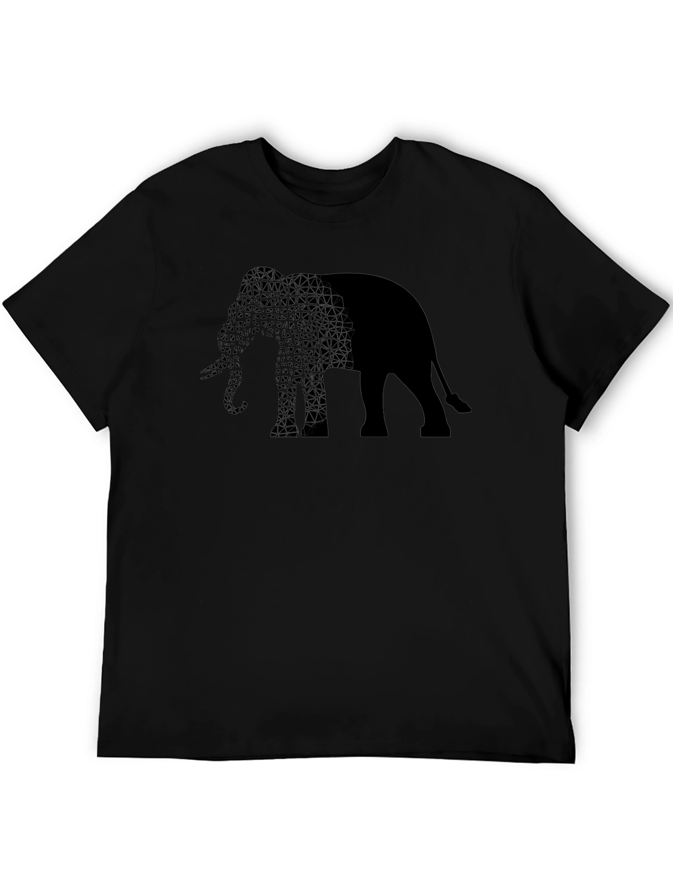 Elephant Print Mens T-Shirt - Stylish Black Tee