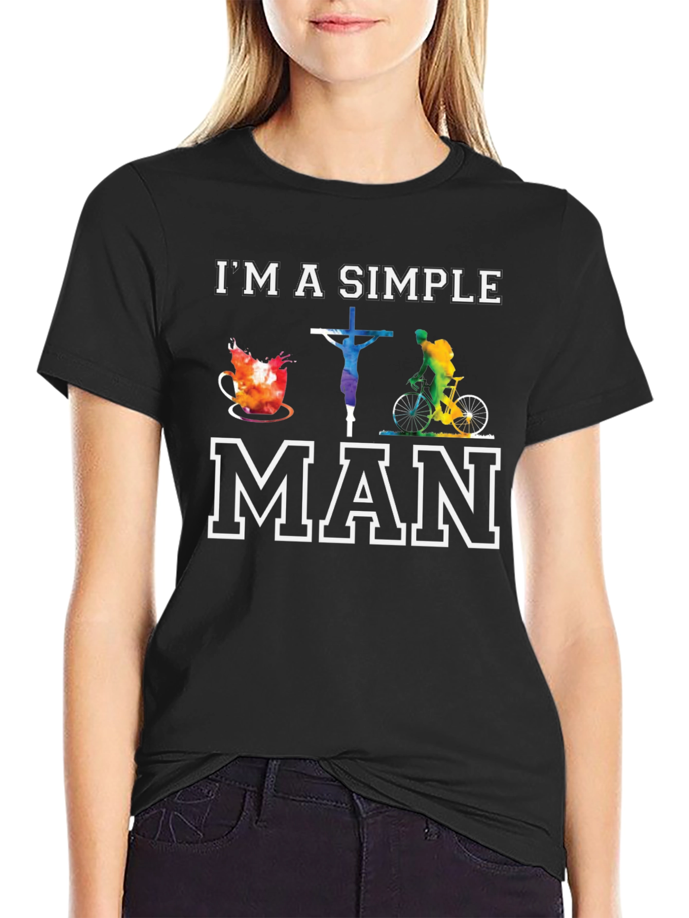 Simple Man T-Shirt Coffee Jesus Biking