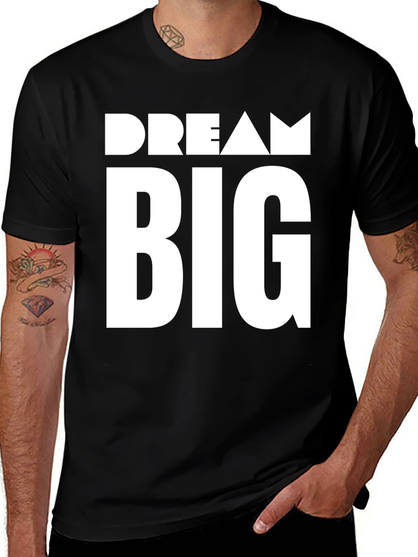 Dream Big Graphic Tee - Black Cotton T-Shirt