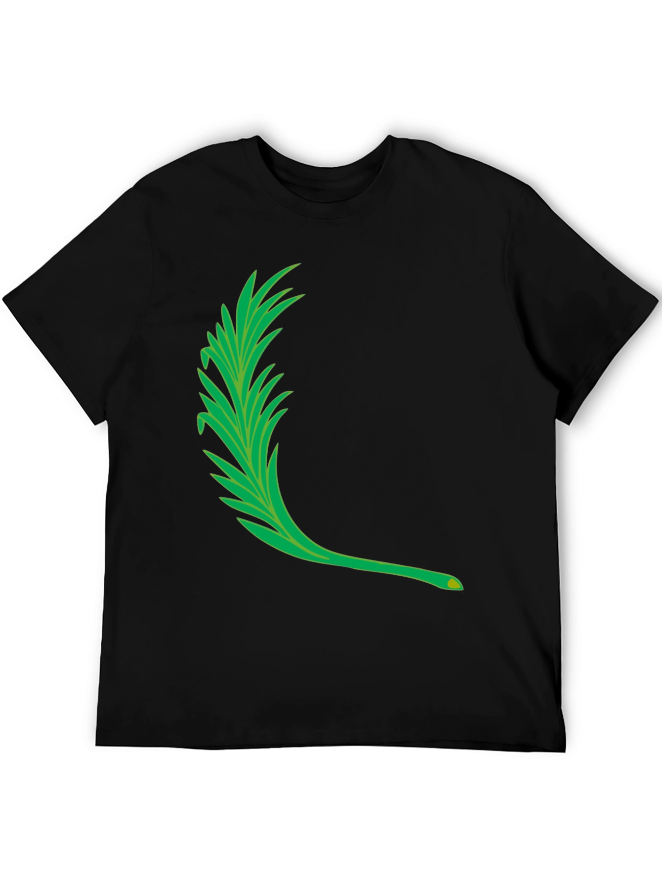 Mens Black T-Shirt with Green Leaf Graphic
