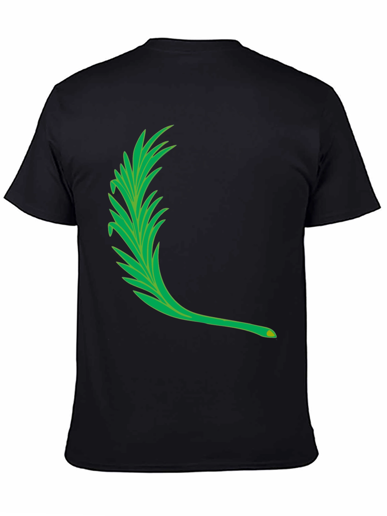 Mens Black T-Shirt with Green Leaf Graphic