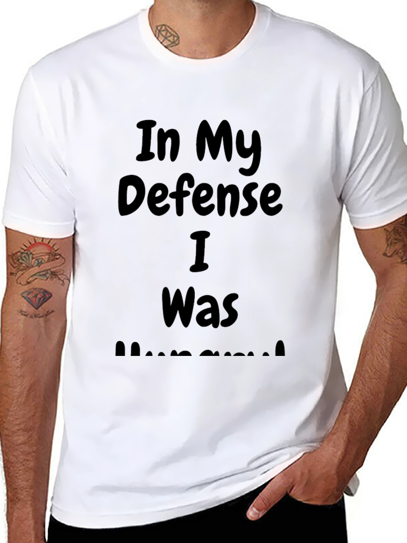 In My Defense I Was Hungry Black T-Shirt