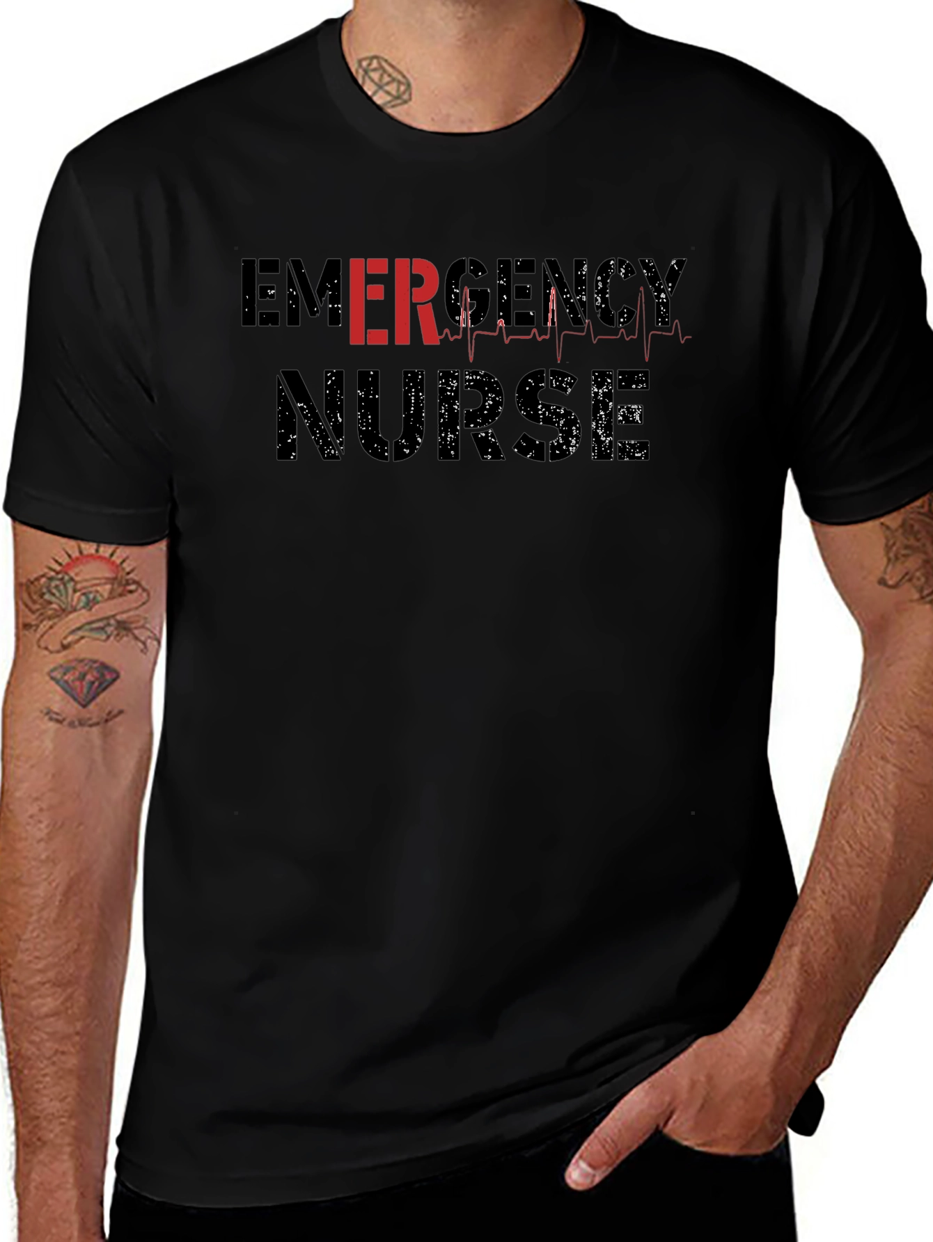 Emergency Nurse Black Graphic T-Shirt