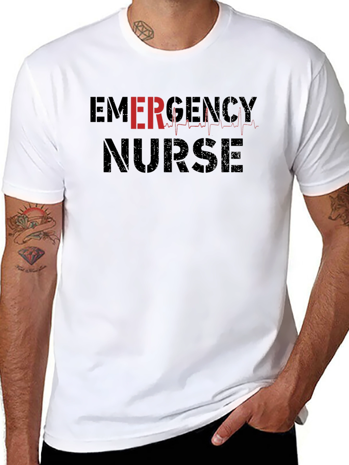 Emergency Nurse Black Graphic T-Shirt